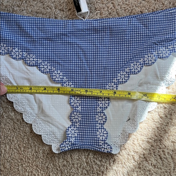 J.Crew Scalloped Bikini Bottom Blue Gingham Medium NWT - Picture 11 of 12